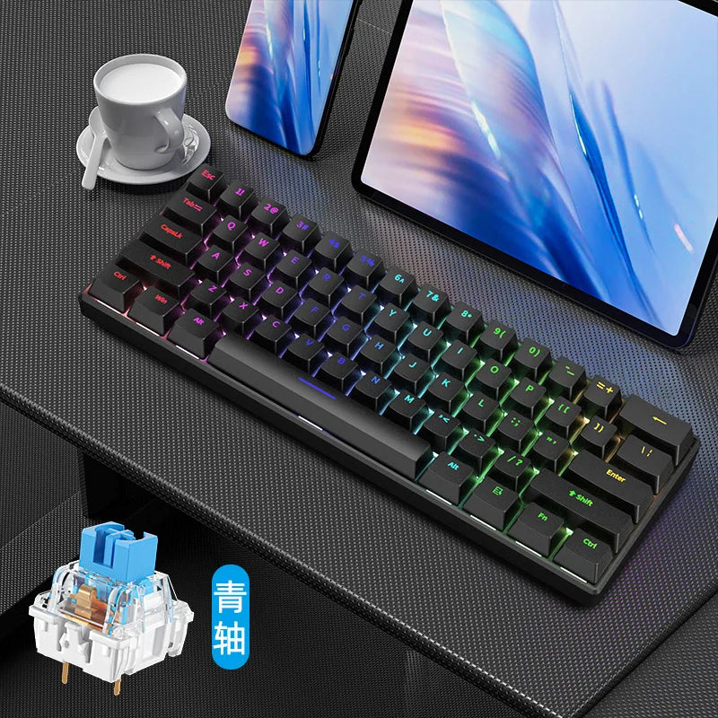 Gaming Keyboard White Mechanical Game USB Keyboards 60% Mini Teclado Spanish Keyborad Teclado Pc Key Board Laptop Computer