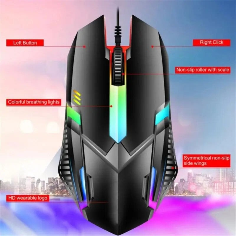 Juego De Teclado Y Mouse Gamer Mecanico Para Gaming Multicolor LED Raton