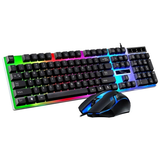 Juego De Teclado Y Mouse Gamer Mecanico Para Gaming Multicolor LED Raton