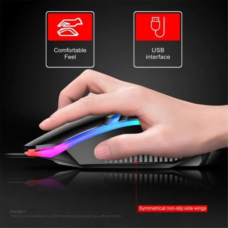 Juego De Teclado Y Mouse Gamer Mecanico Para Gaming Multicolor LED Raton