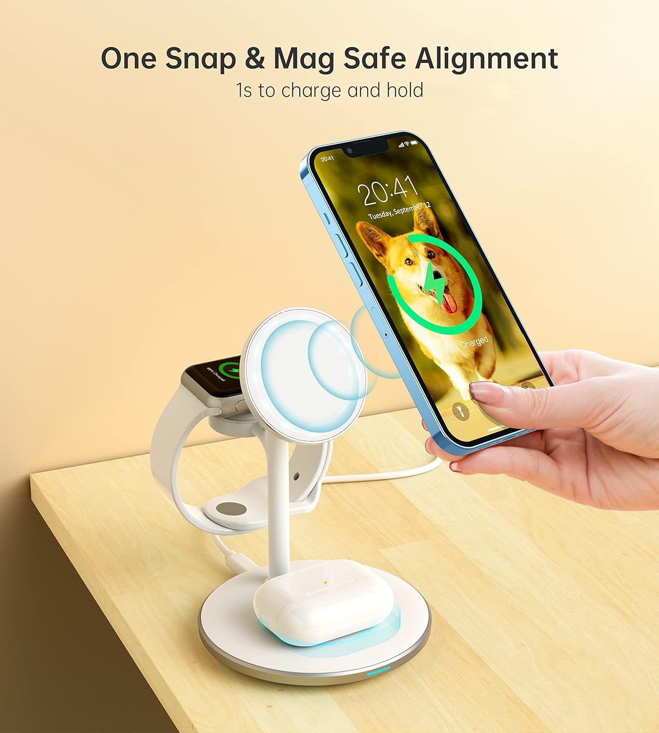 3 in 1 Wireless Charging Station for Apple Devices, 15W Fast Wireless Mag-Safe Charger Stand with 20W Dapter for Iphone 17 16 15 14 13 12 Pro Max/Air/Plus/Pro/Mini,Iwatch Ultra 1,2 S9/8,Airpods